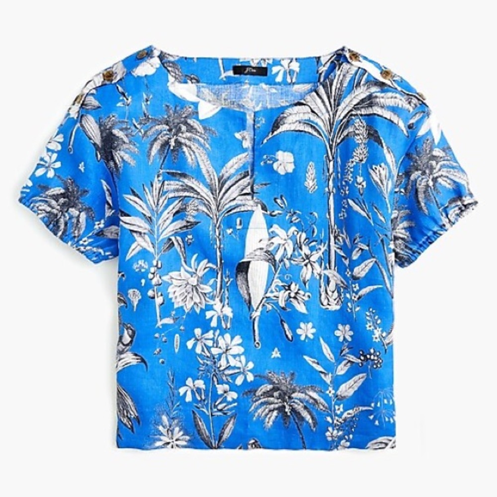 NWT J Crew Open V-neck linen Ratti (D1)